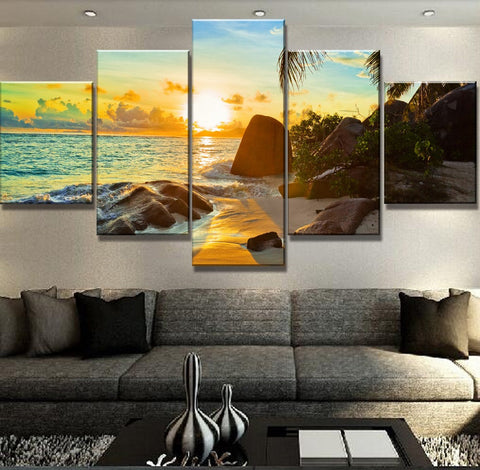 Island Beach Sunrise Canvas Set