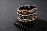 Leopard Print Leather Bangles Bracelet Set
