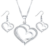 Romantic Heart Crystal Earrings and Necklace Set