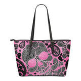 Black Skull Leather Tote