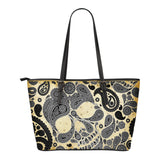 Black Skull Leather Tote