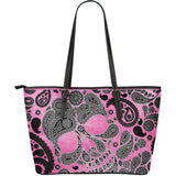 Black Skulls Leather Tote Large