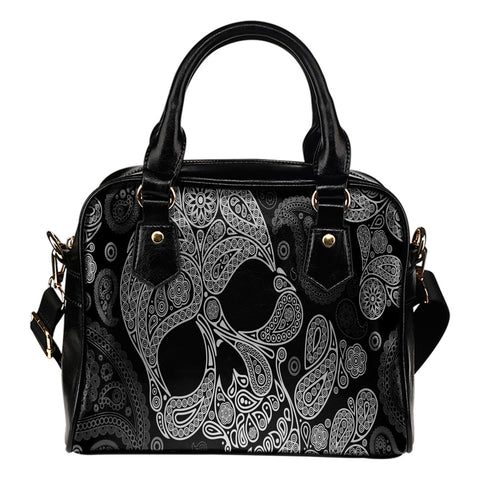 Black Skull Leather Shoulder Hangbag