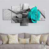 Turquoise Blue Rose Canvas Set