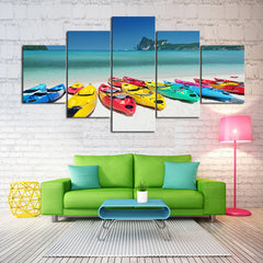 Colorful Kayaks Canvas Set