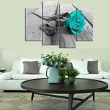 Turquoise Blue Rose Canvas Set