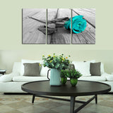 Turquoise Blue Rose Canvas Set