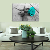 Turquoise Blue Rose Canvas Set