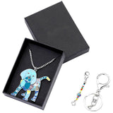 Puppy Enamel Necklace and Keyring Set