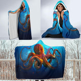 Orange Octopus Hooded Blanket