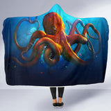 Orange Octopus Hooded Blanket