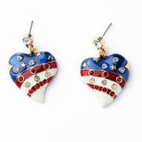 Heart-Shaped American Flag Earrings