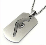 Stainless Steele Revolving Pistol Pendant Necklace