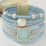 Gem Rhinestone Leather Bracelet & Bangles