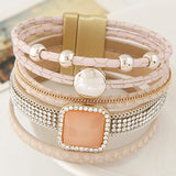 Gem Rhinestone Leather Bracelet & Bangles