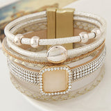 Gem Rhinestone Leather Bracelet & Bangles