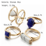 Gold and Silver Stone Ring Set 4 PCS