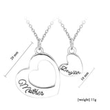 Mother Daughter Double Heart Pendant Necklace