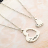 Mother Daughter Double Heart Pendant Necklace