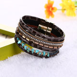 Boho Bamboo Bangles Leather Bracelet