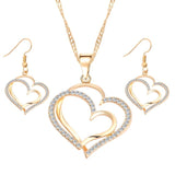 Romantic Heart Crystal Earrings and Necklace Set