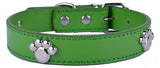 Paw Studded Leather Dog Collar