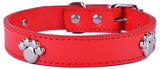 Paw Studded Leather Dog Collar