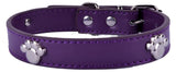 Paw Studded Leather Dog Collar