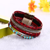 Boho Bamboo Bangles Leather Bracelet