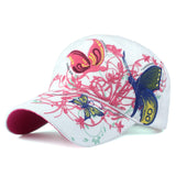 Butterflies and Flowers Embroidered Baseball Cap