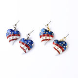 Heart-Shaped American Flag Earrings