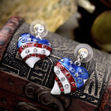 Heart-Shaped American Flag Earrings