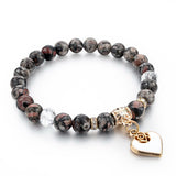 Boho Natural Stone Bracelet with Heart Charm