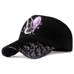 Butterfly and Sequins Embroidered Baseball Cap