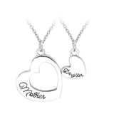 Mother Daughter Double Heart Pendant Necklace