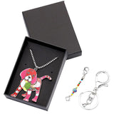 Puppy Enamel Necklace and Keyring Set