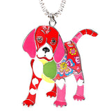 Puppy Enamel Necklace and Keyring Set