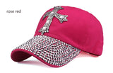 Vintage Cross Rhinestone Baseball Cap