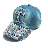 Vintage Cross Rhinestone Baseball Cap