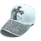 Vintage Cross Rhinestone Baseball Cap